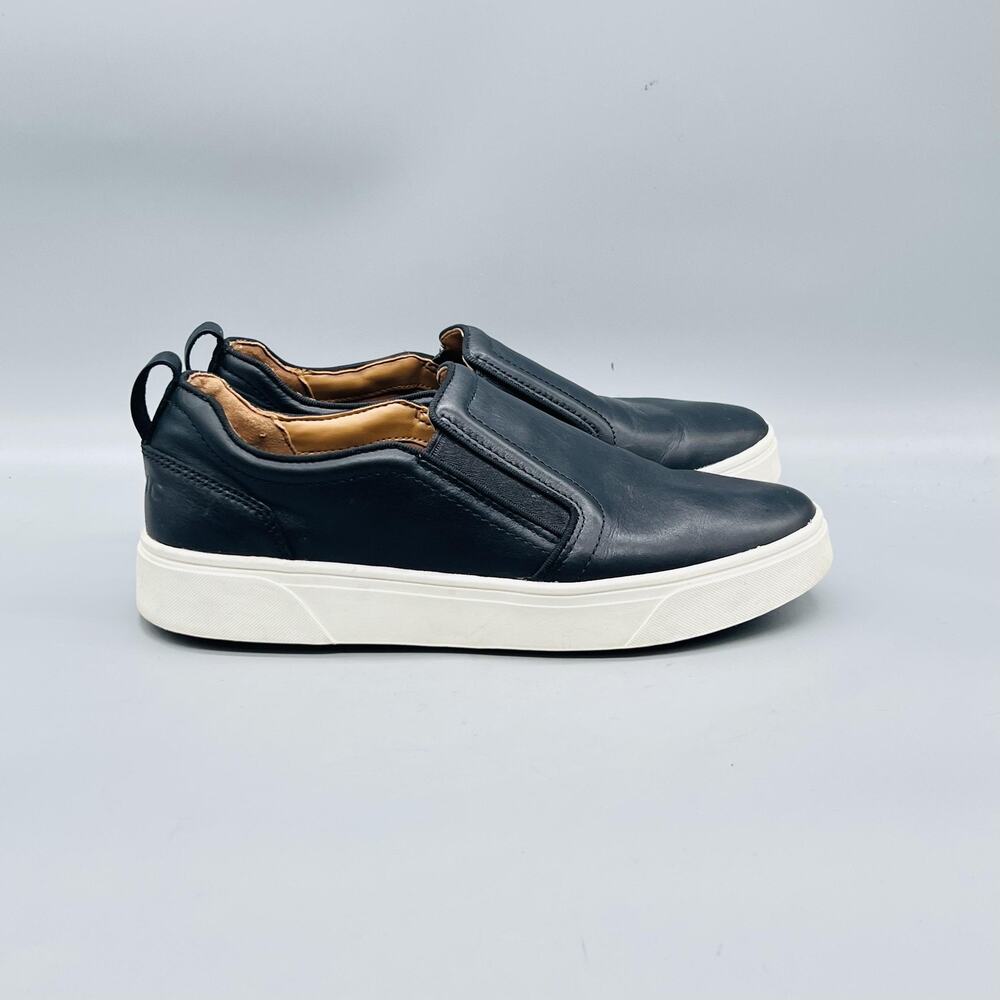Vionic Shoes Womens 7 Black Leather Slip On Platform Walking Sneakers Comfort